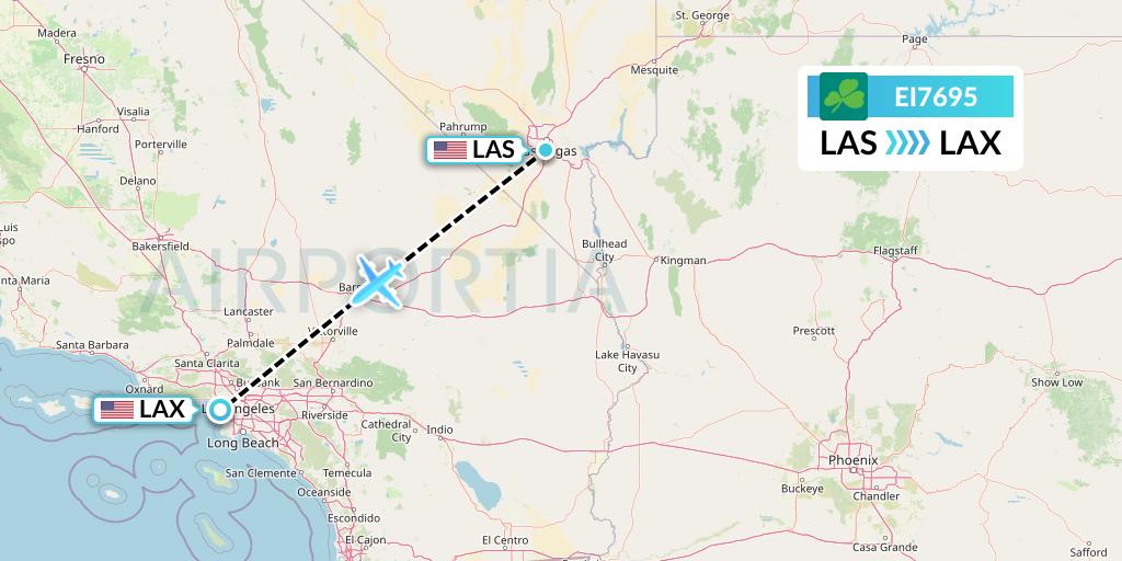 EI7695 Aer Lingus Flight Map: Las Vegas to Los Angeles