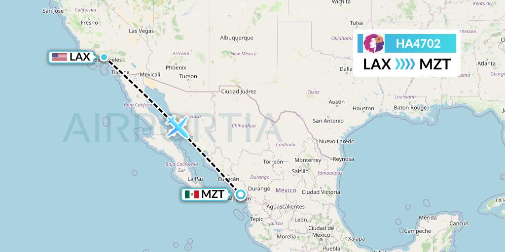 HA4702 Hawaiian Airlines Flight Map: Los Angeles to Mazatlan