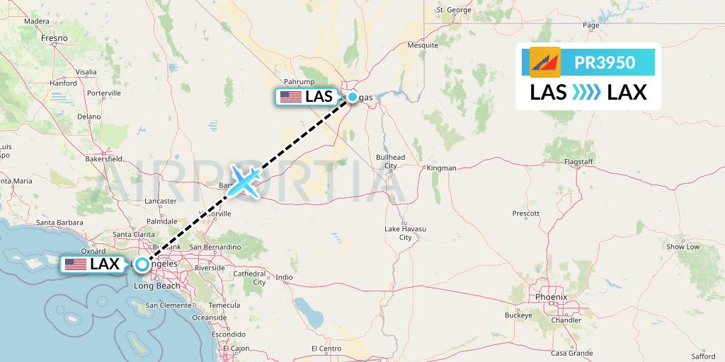 PR3950 Philippine Airlines Flight Map: Las Vegas to Los Angeles