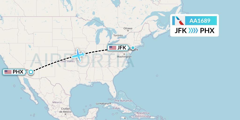 AA1689 American Airlines Flight Map: New York to Phoenix