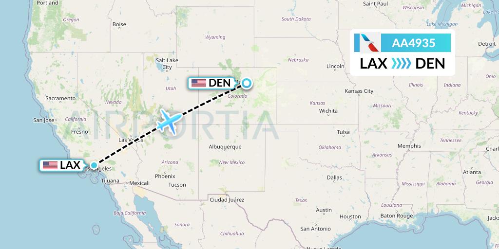 AA4935 American Airlines Flight Map: Los Angeles to Denver