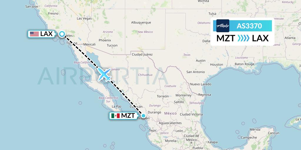 AS3370 Alaska Airlines Flight Map: Mazatlan to Los Angeles