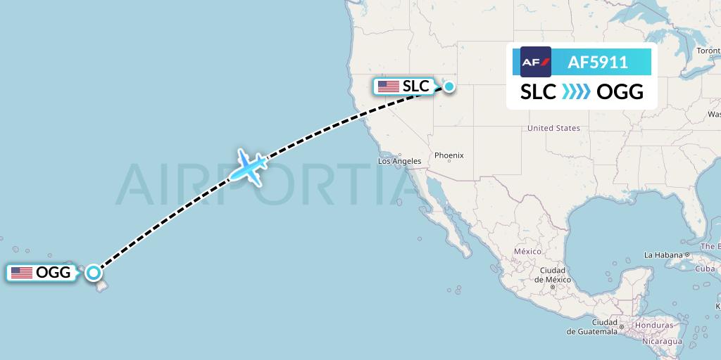 AF5911 Air France Flight Map: Salt Lake City to Kahului