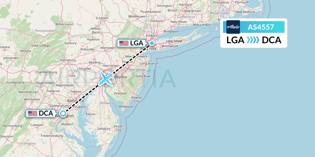 AS4557 Alaska Airlines Flight Map: New York to Washington
