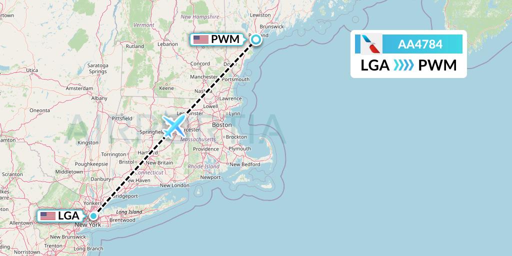 AA4784 American Airlines Flight Map: New York to Portland