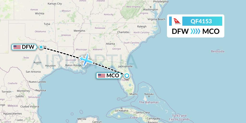 QF4153 Qantas Flight Map: Dallas to Orlando