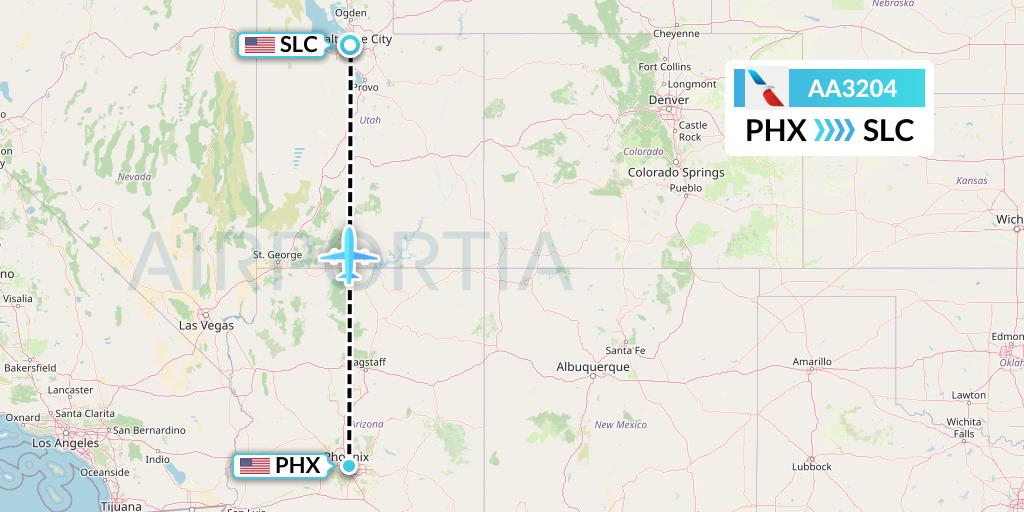 AA3204 American Airlines Flight Map: Phoenix to Salt Lake City