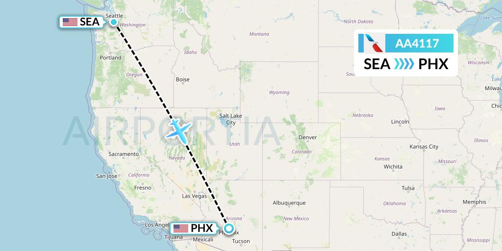 AA4117 American Airlines Flight Map: Seattle to Phoenix