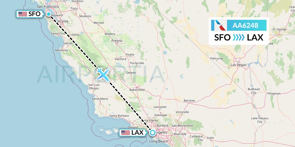 AA6248 American Airlines Flight Map: San Francisco to Los Angeles