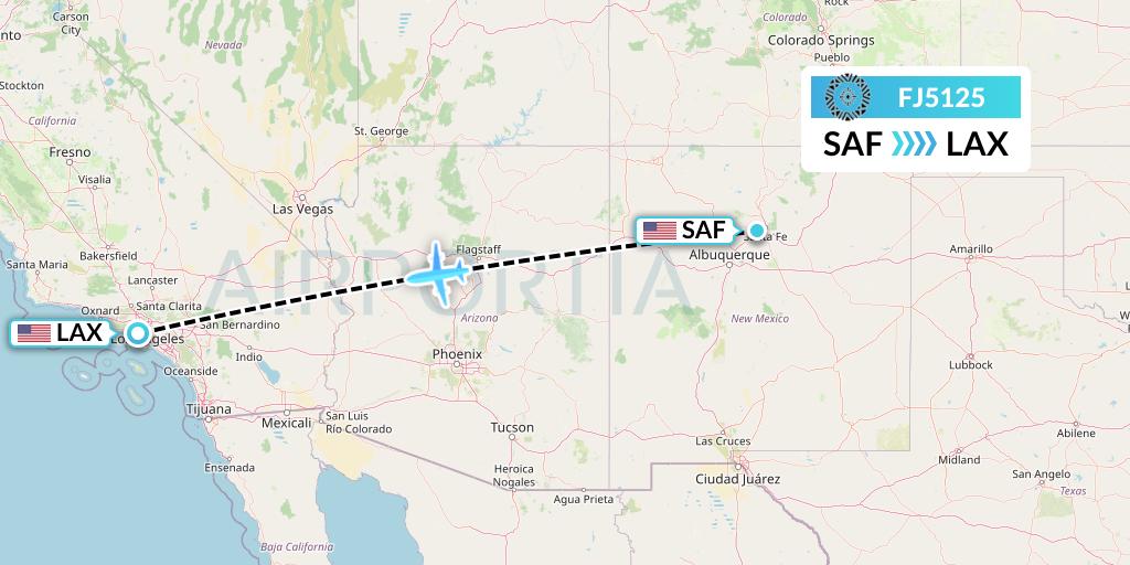 FJ5125 Fiji Airways Flight Map: Santa Fe to Los Angeles
