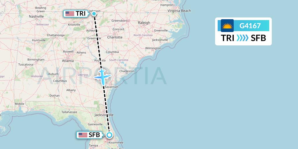 G4167 Allegiant Air Flight Map: Blountville to Orlando