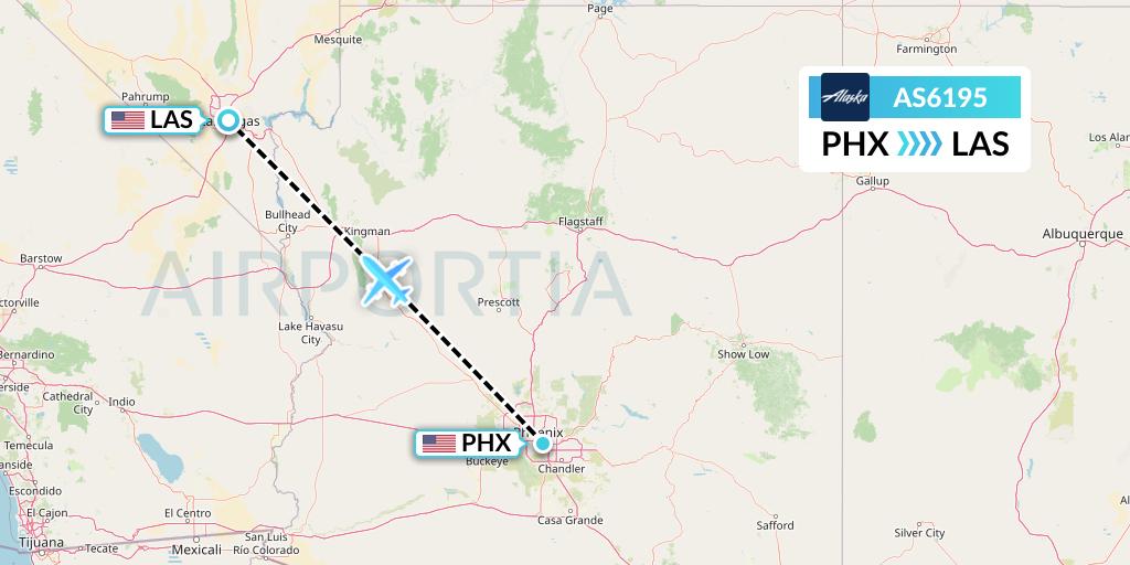 AS6195 Alaska Airlines Flight Map: Phoenix to Las Vegas
