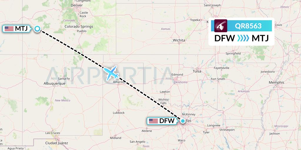 QR8563 Qatar Airways Flight Map: Dallas to Montrose