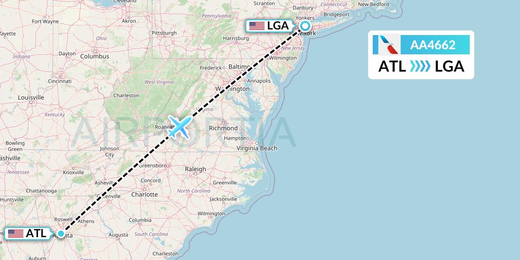 AA4662 American Airlines Flight Map: Atlanta to New York