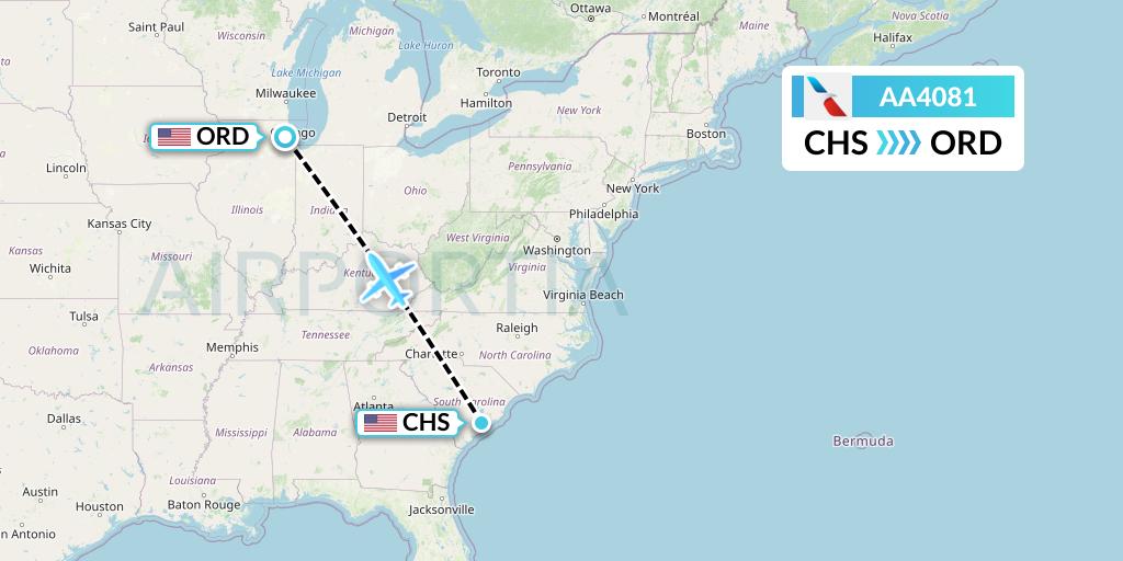 AA4081 American Airlines Flight Map: Charleston to Chicago