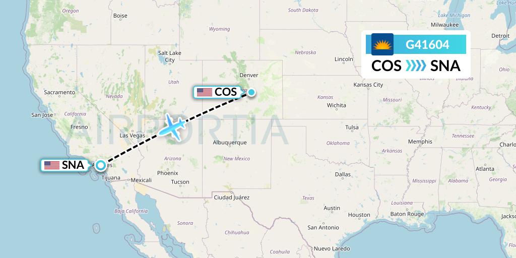 G41604 Allegiant Air Flight Map: Colorado Springs to Orange County