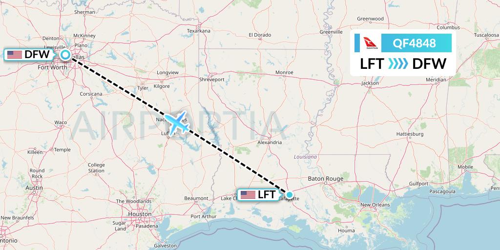 QF4848 Qantas Flight Map: Lafayette to Dallas
