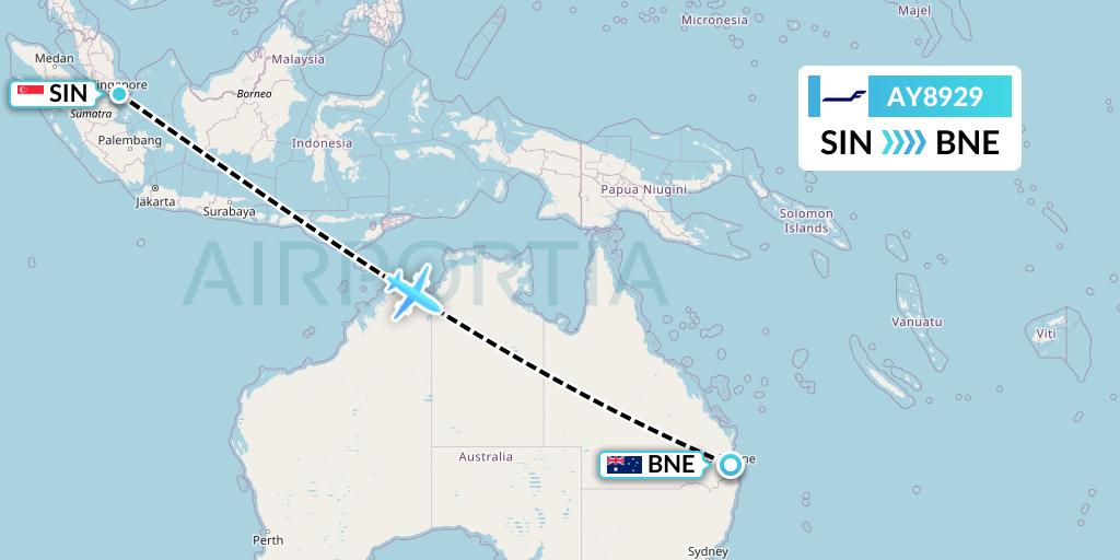 AY8929 Finnair Flight Map: Singapore to Brisbane