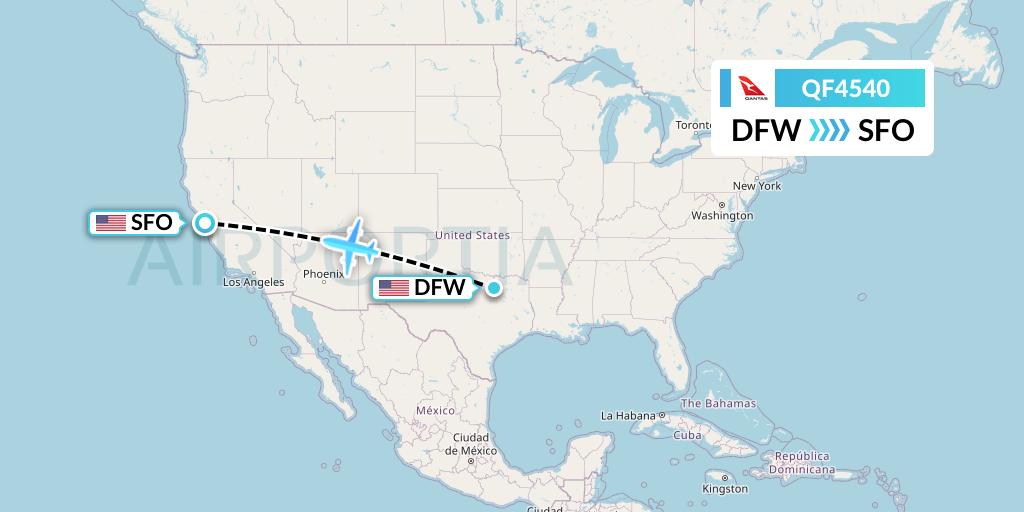 QF4540 Qantas Flight Map: Dallas to San Francisco