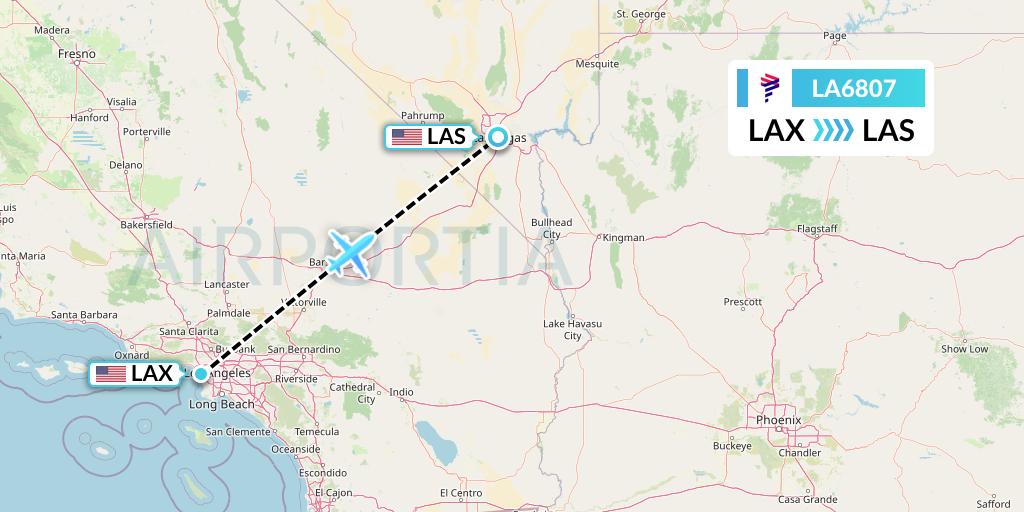 LA6807 LAN Airlines Flight Map: Los Angeles to Las Vegas