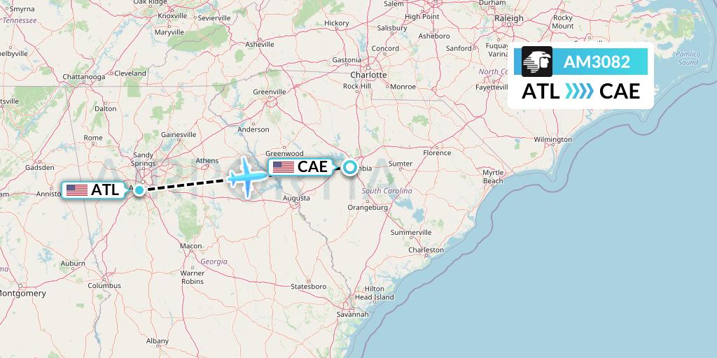 AM3082 Aeromexico Flight Map: Atlanta to Columbia