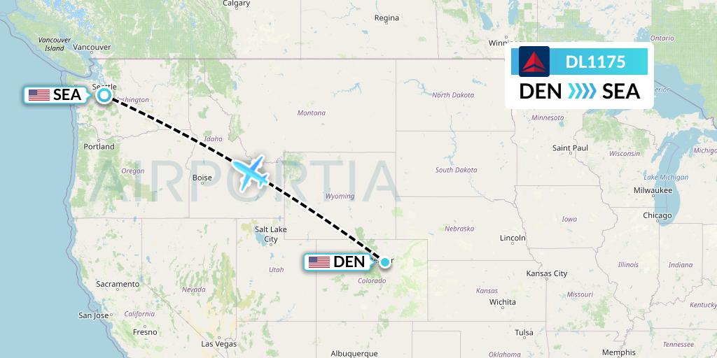 DL1175 Delta Air Lines Flight Map: Denver to Seattle