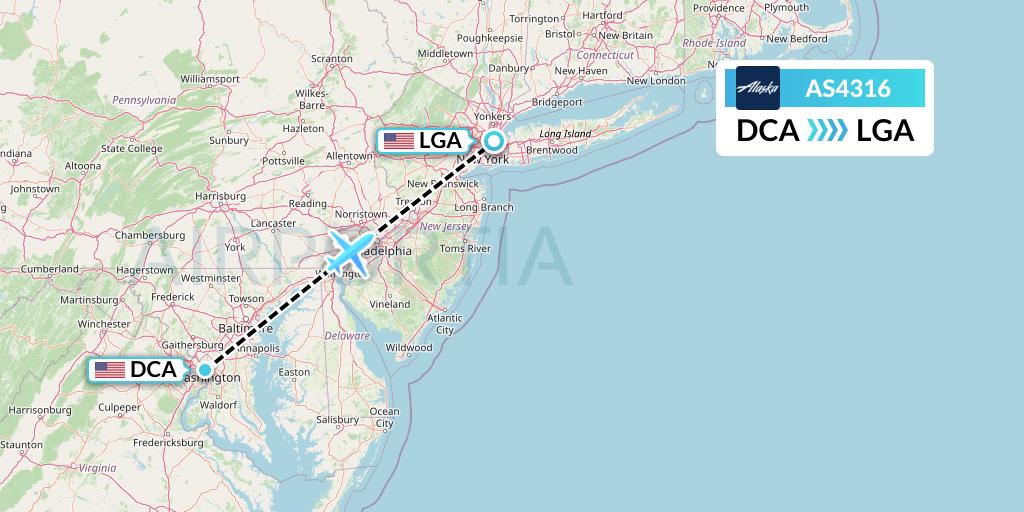 AS4316 Alaska Airlines Flight Map: Washington to New York