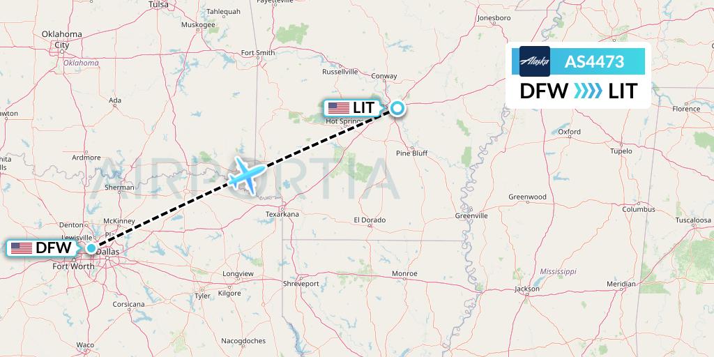 AS4473 Alaska Airlines Flight Map: Dallas to Little Rock