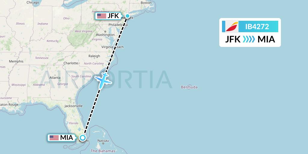 IB4272 Iberia Flight Map: New York to Miami