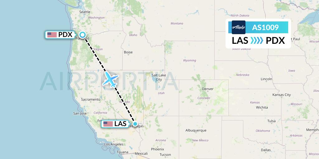 AS1009 Alaska Airlines Flight Map: Las Vegas to Portland