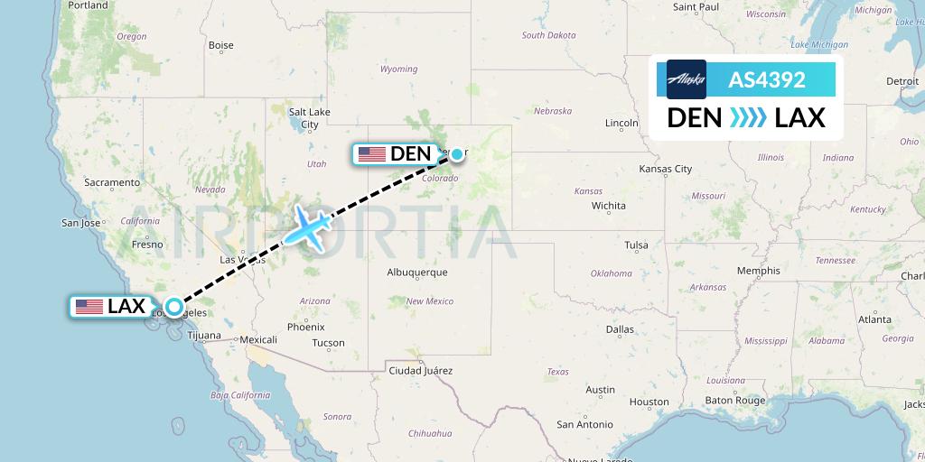 AS4392 Alaska Airlines Flight Map: Denver to Los Angeles