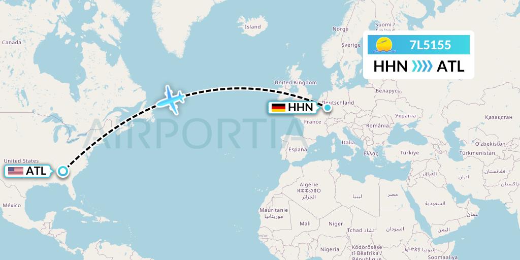 7L5155 Silk Way West Airlines Flight Map: Hahn to Atlanta