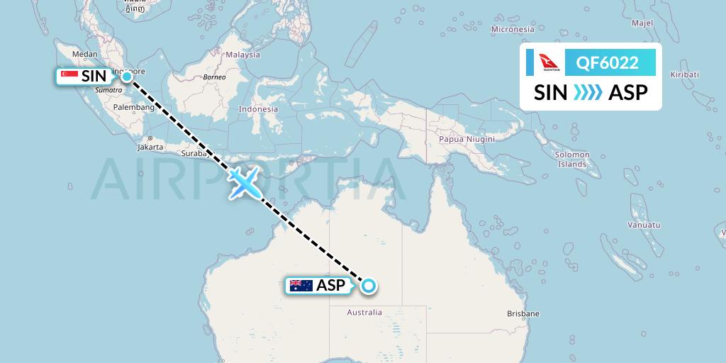 QF6022 Qantas Flight Map: Singapore to Alice Springs