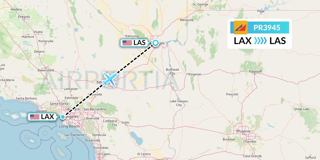 PR3945 Philippine Airlines Flight Map: Los Angeles to Las Vegas