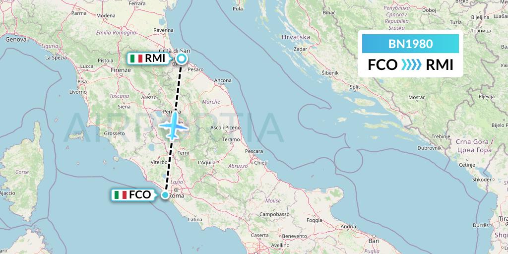 BN1980 Forward Air International Airlines Flight Map: Rome to Rimini