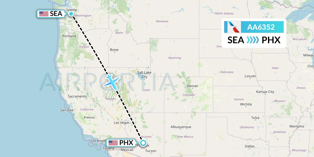 AA6352 American Airlines Flight Map: Seattle to Phoenix
