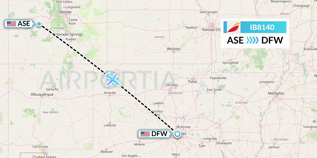 IB8140 Iberia Flight Map: Aspen to Dallas