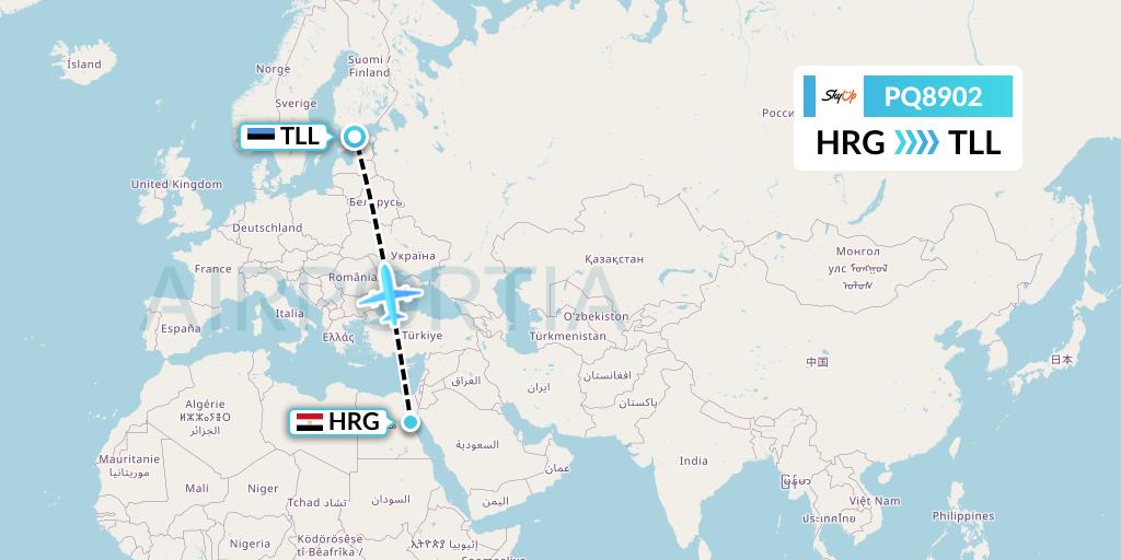PQ8902 SkyUp Airlines Flight Map: Hurghada to Tallinn