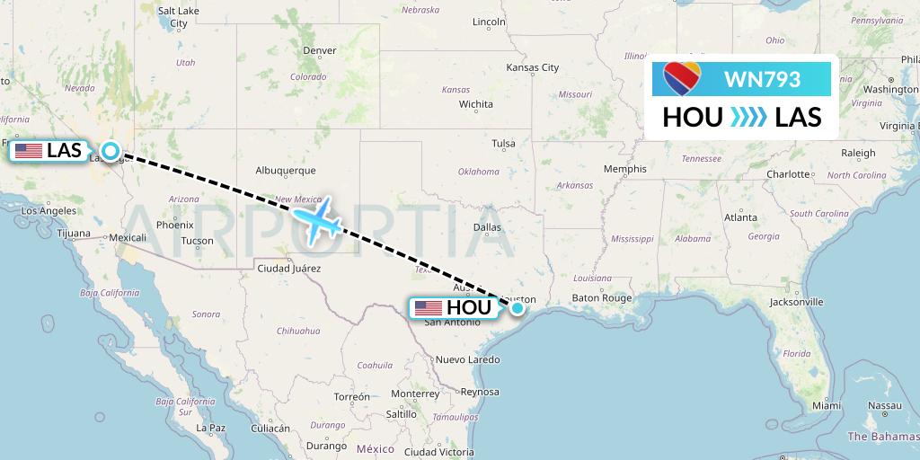 WN793 Southwest Airlines Flight Map: Houston to Las Vegas