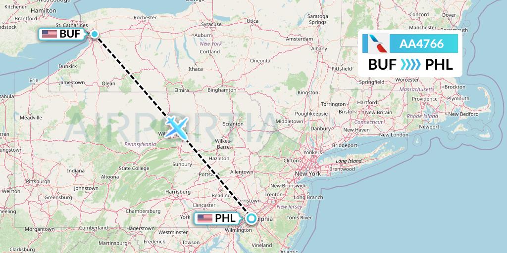 AA4766 American Airlines Flight Map: Buffalo to Philadelphia