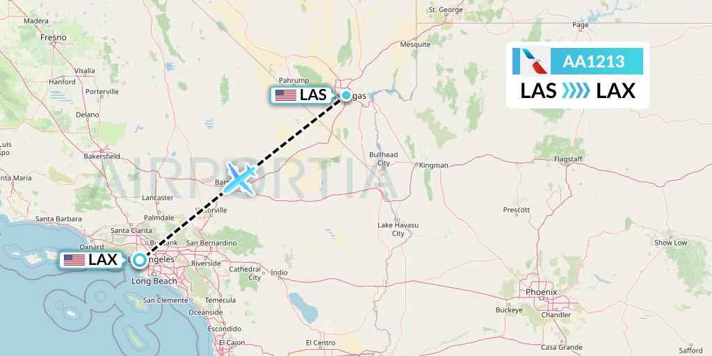 AA1213 American Airlines Flight Map: Las Vegas to Los Angeles