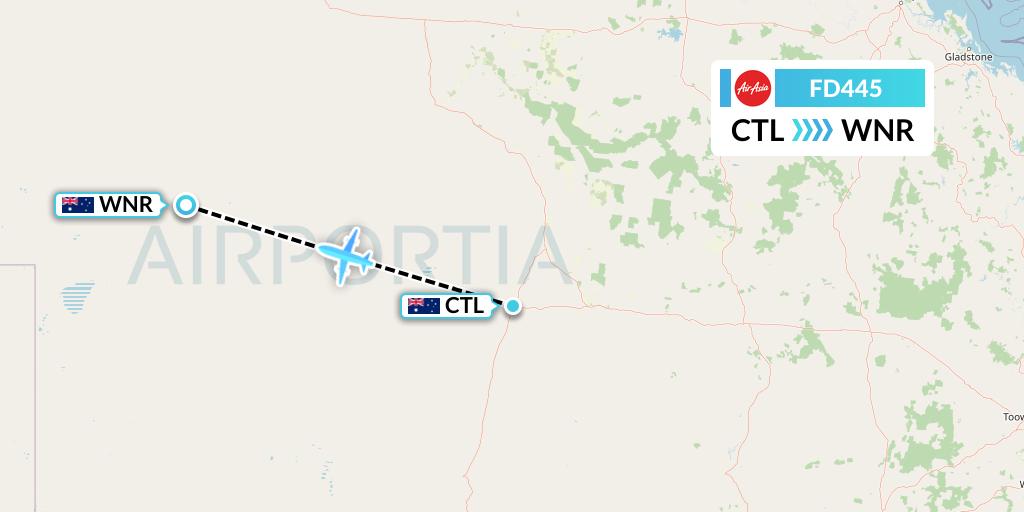FD445 Thai AirAsia Flight Map: Charleville to Australia