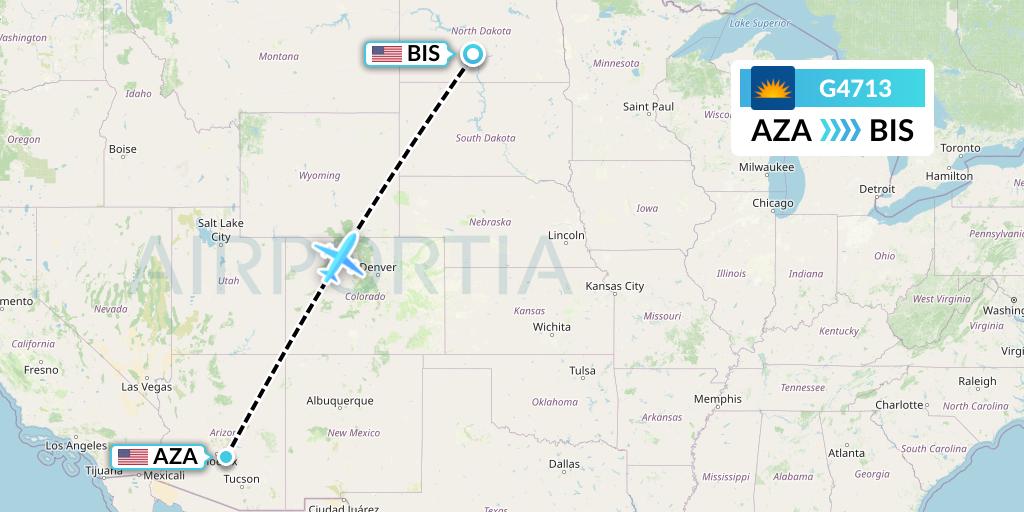 G4713 Allegiant Air Flight Map: Phoenix to Bismarck