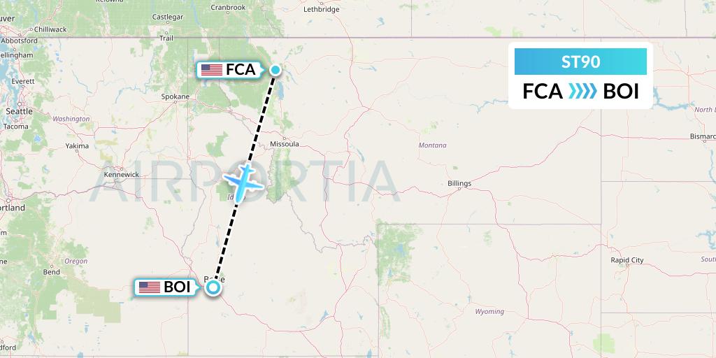 ST90 Air Thanlwin Flight Map: Kalispell to Boise