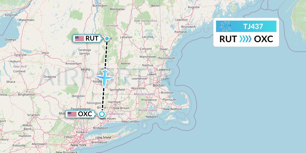 TJ437 Tradewind Aviation Flight Map: Rutland to Oxford