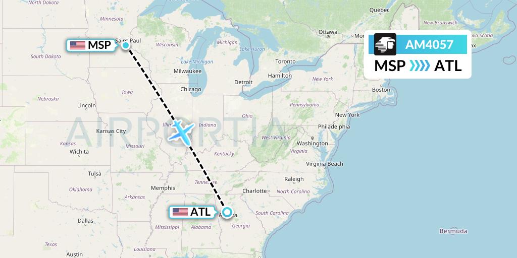 AM4057 Aeromexico Flight Map: Minneapolis to Atlanta