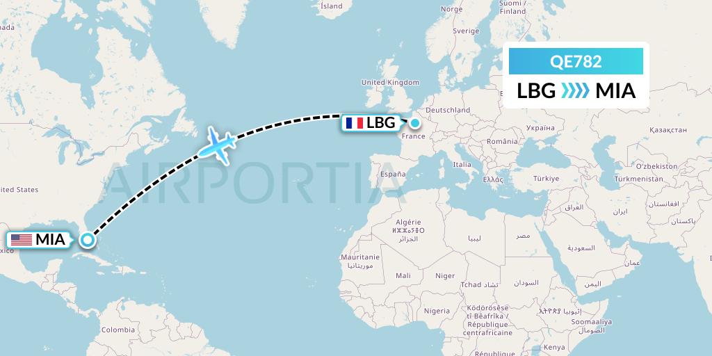 QE782 Air Moorea Flight Map: Paris to Miami