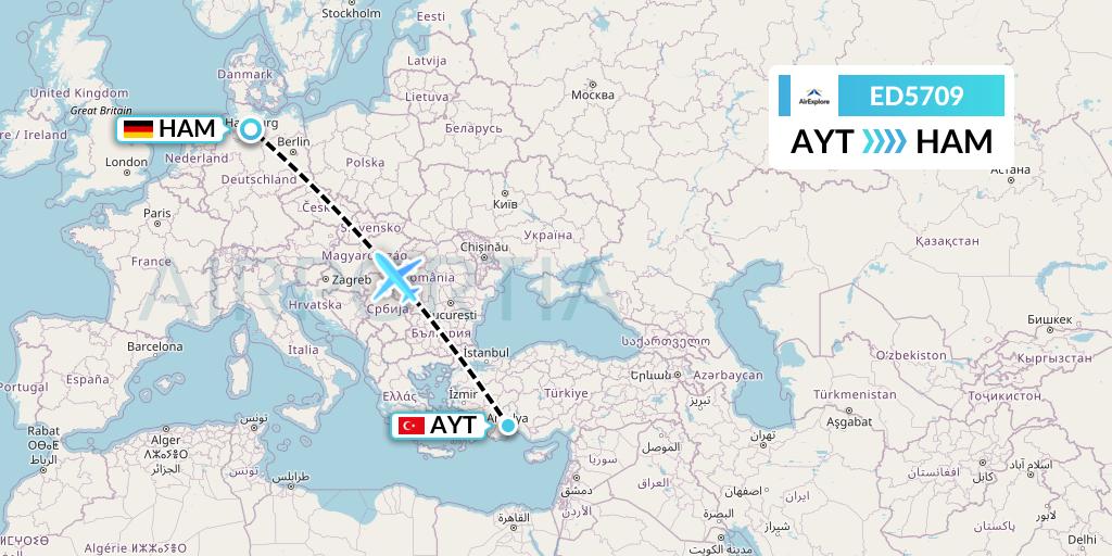 ED5709 AirExplore Flight Map: Antalya to Hamburg