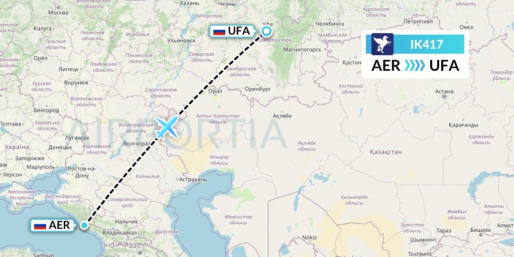 IK417 Air Kiribati Flight Map: Sochi to Ufa