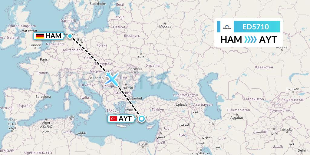 ED5710 AirExplore Flight Map: Hamburg to Antalya